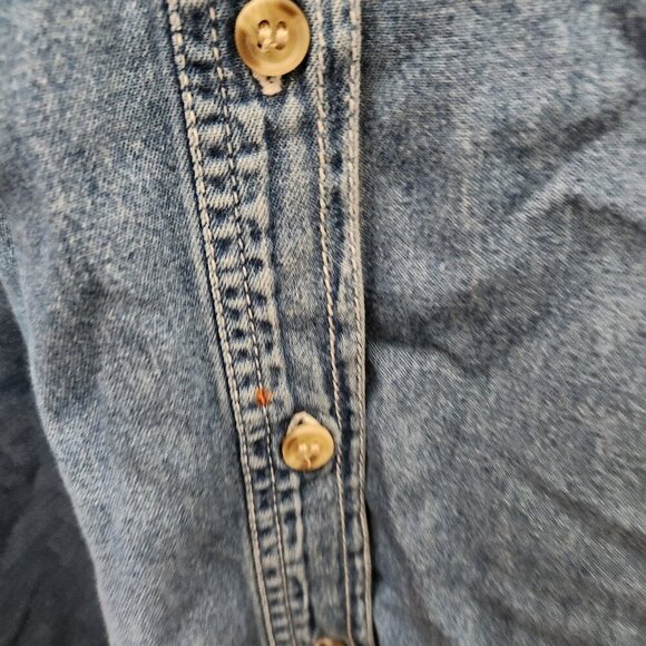 Vintage Bobbie Brooks Shirt Womens 18W 20W Denim Floral Embroidered Button Up 90 - Picture 6 of 12